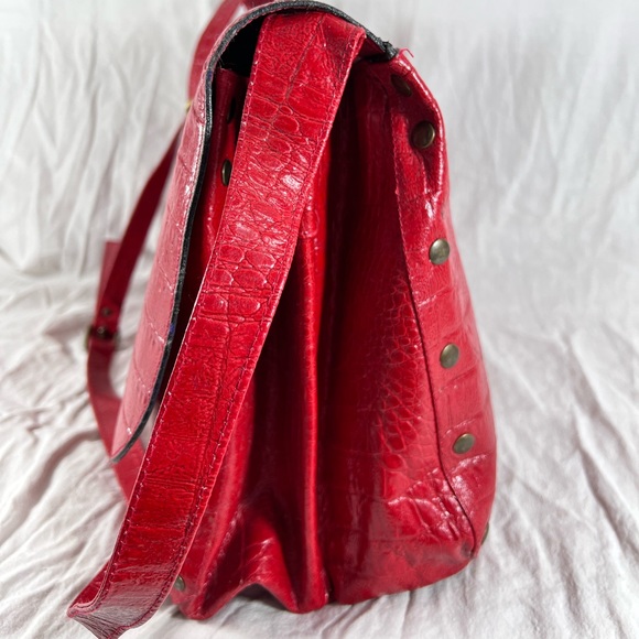 Caggiano Vintage Red Leather Briefcase Messenger Bag - Picture 3 of 14